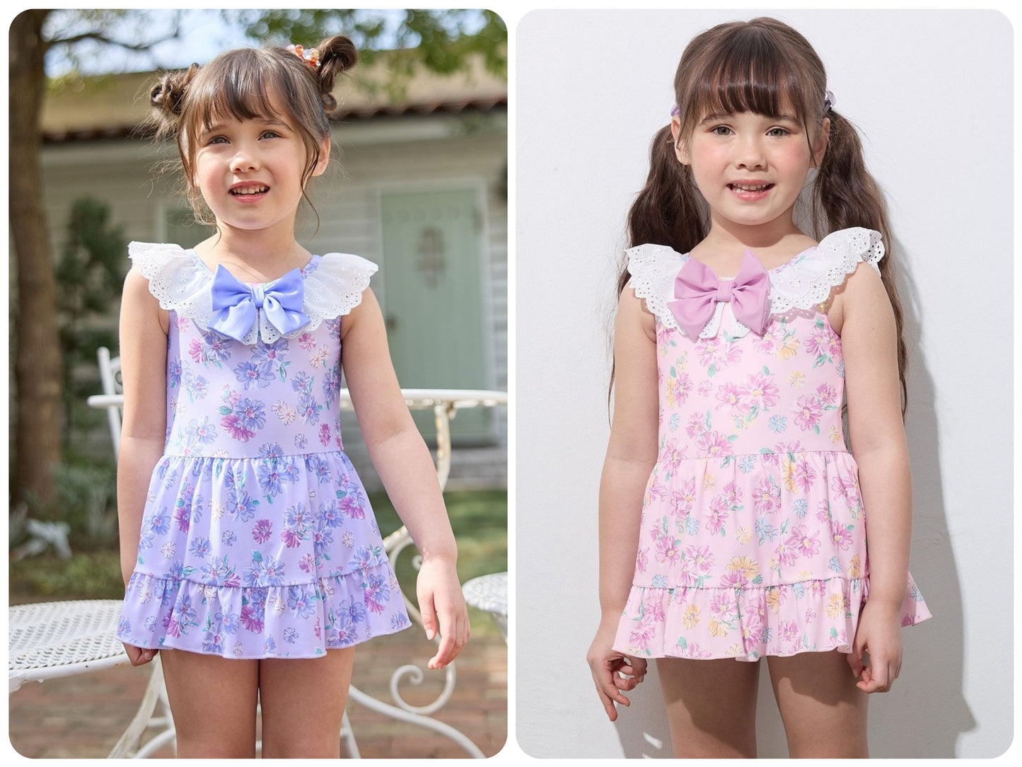Japanese children's clothing aF#a325 UV protection lace pattern one-piece swimsuit 100-140cm girls summer play swimsuit special edition