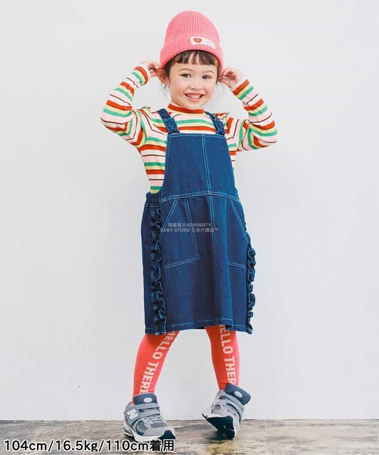 日本童裝 p.premier 側褶牛仔背帶裙 80-140cm 女童款 秋季 DRESSES