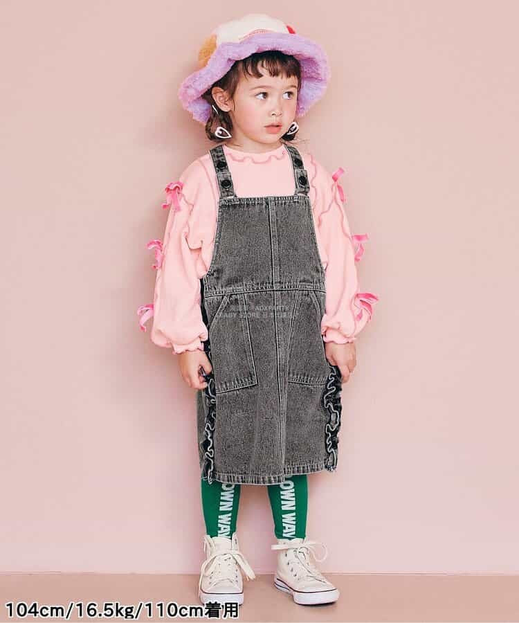 日本童裝 p.premier 側褶牛仔背帶裙 80-140cm 女童款 秋季 DRESSES