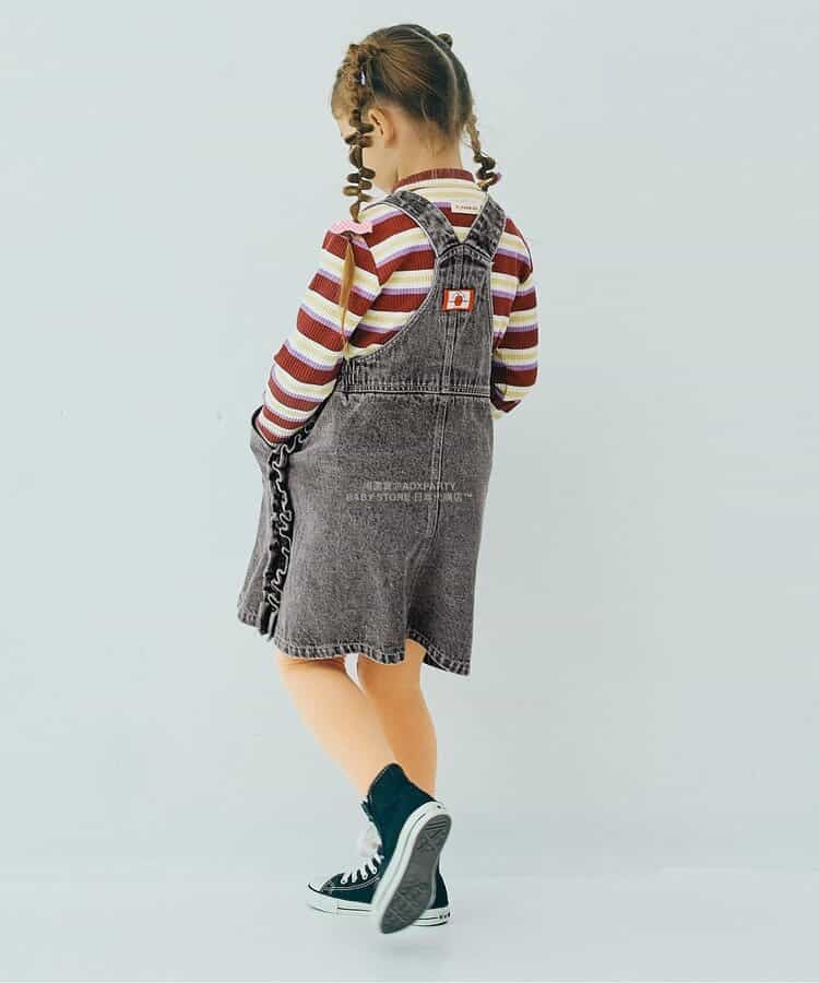 日本童裝 p.premier 側褶牛仔背帶裙 80-140cm 女童款 秋季 DRESSES