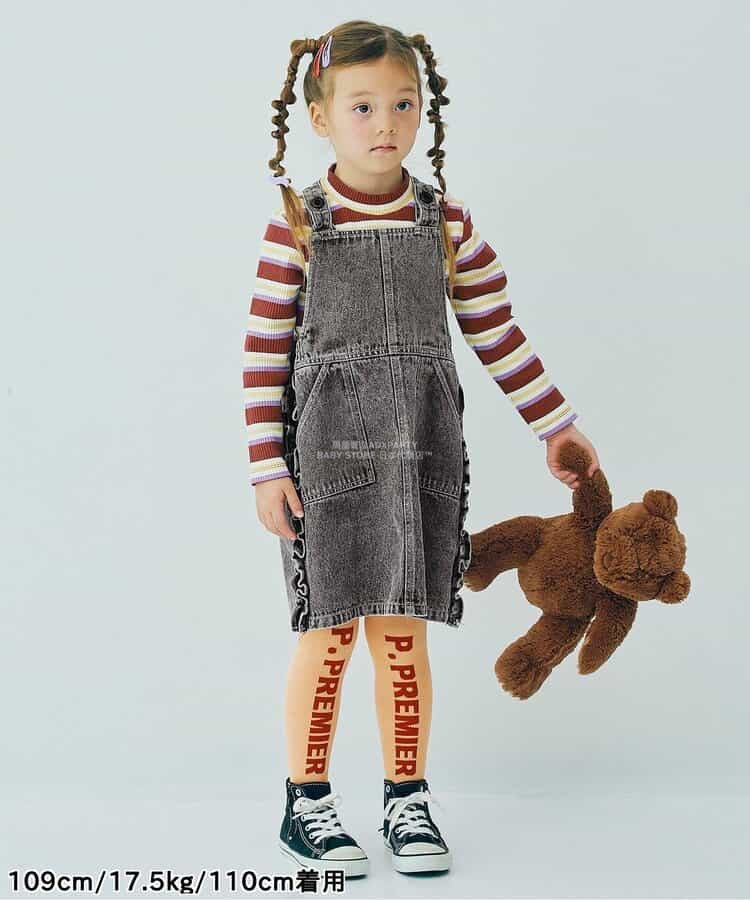 日本童裝 p.premier 側褶牛仔背帶裙 80-140cm 女童款 秋季 DRESSES