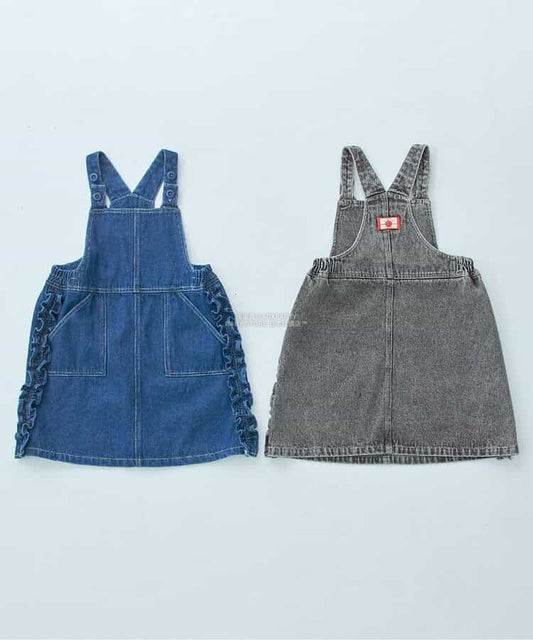 日本童裝 p.premier 側褶牛仔背帶裙 80-140cm 女童款 秋季 DRESSES