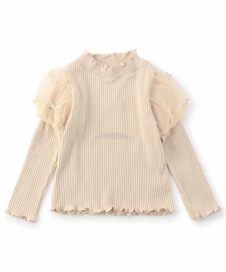日本童裝 SERAPH 蝴蝶結紗袖上衣 80-140cm 女童款 秋季 TOPS
