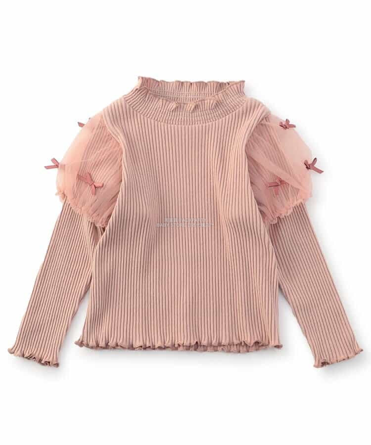 日本童裝 SERAPH 蝴蝶結紗袖上衣 80-140cm 女童款 秋季 TOPS