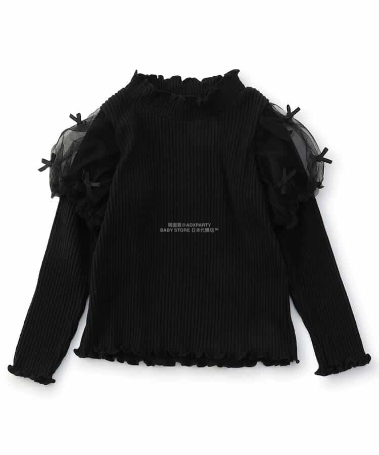 日本童裝 SERAPH 蝴蝶結紗袖上衣 80-140cm 女童款 秋季 TOPS