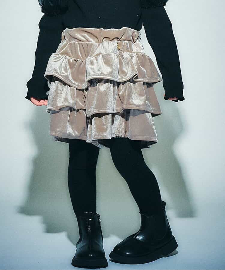 日本童裝 SERAPH 天鵝絨層疊裙褲 80-140cm 女童款 秋季 PANTS