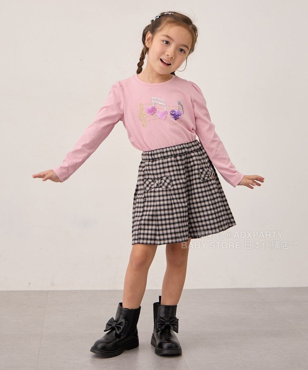 日本童裝 aF#a325 雙色珠片休閒上衣 100-150cm 女童款 秋季 TOPS