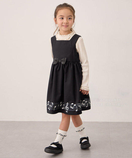 日本童裝 aF#a325 音符連身裙 110-160cm 女童款 秋季 DRESSES 面試/宴會/表演