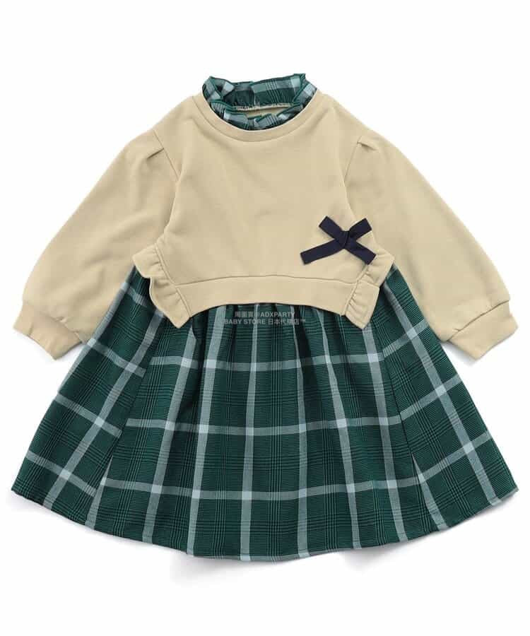 日本童裝 SERAPH 暖色拼接格紋連身裙 80-140cm 女童款 秋季 DRESSES