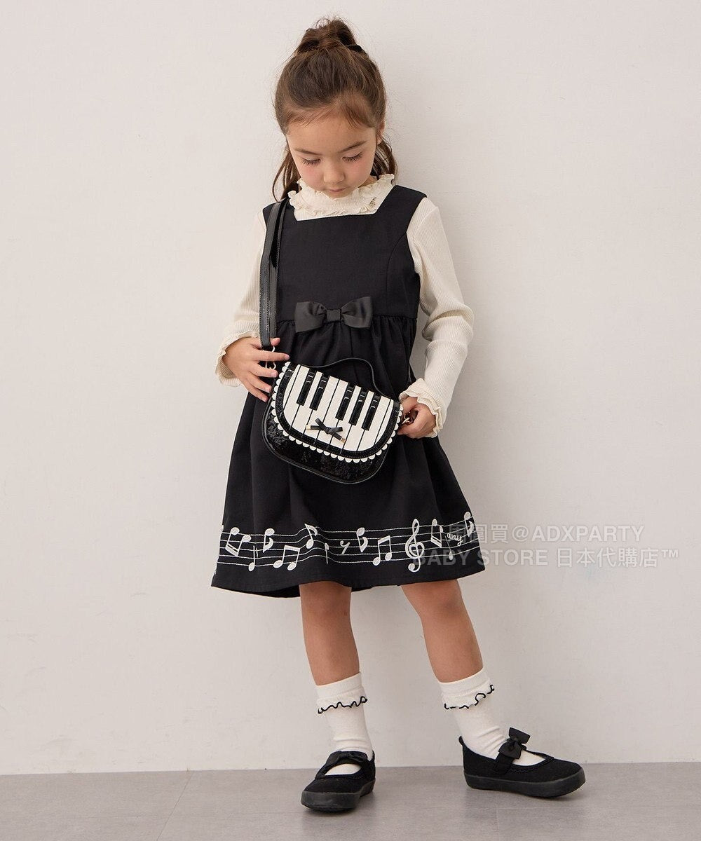 日本童裝 aF#a325 音符連身裙 110-160cm 女童款 秋季 DRESSES 面試/宴會/表演