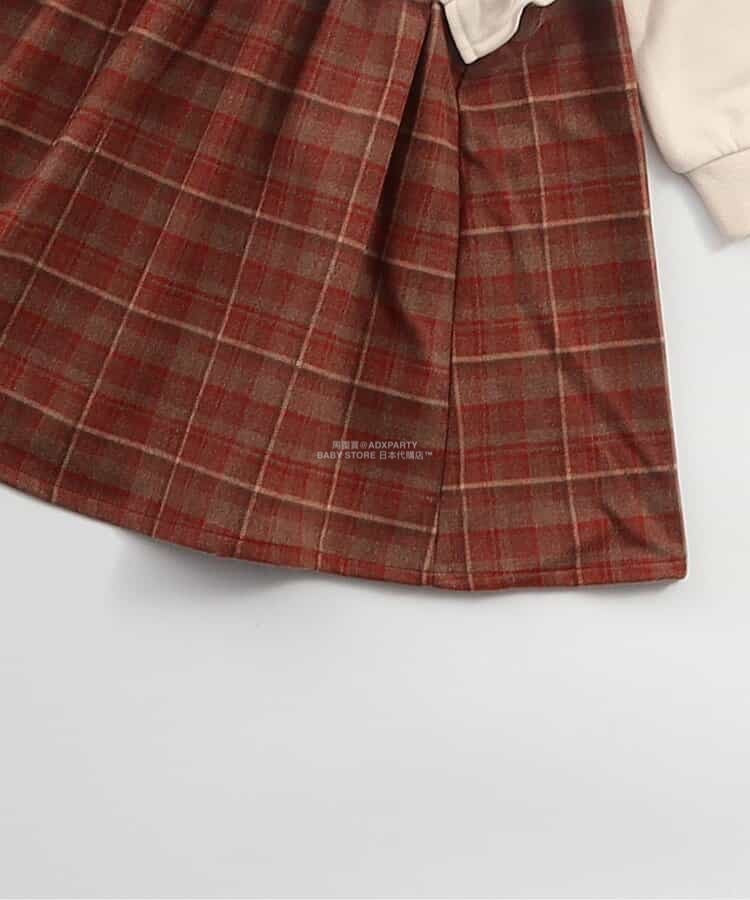 日本童裝 SERAPH 暖色拼接格紋連身裙 80-140cm 女童款 秋季 DRESSES
