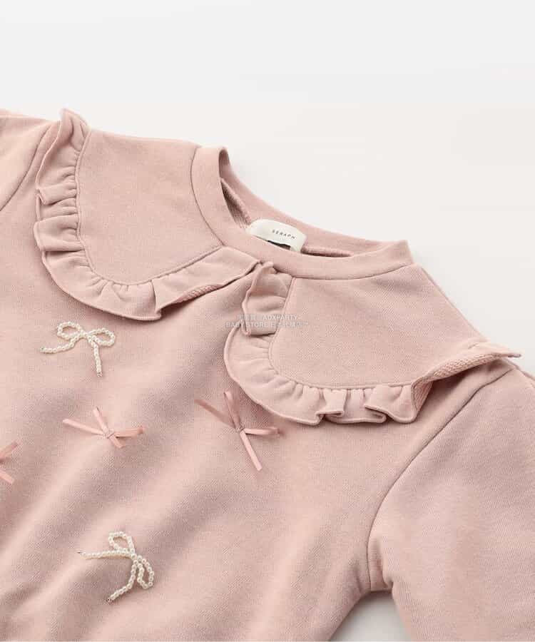 日本童裝 SERAPH 領口珍珠絲帶衛衣 90-140cm 女童款 秋季 TOPS