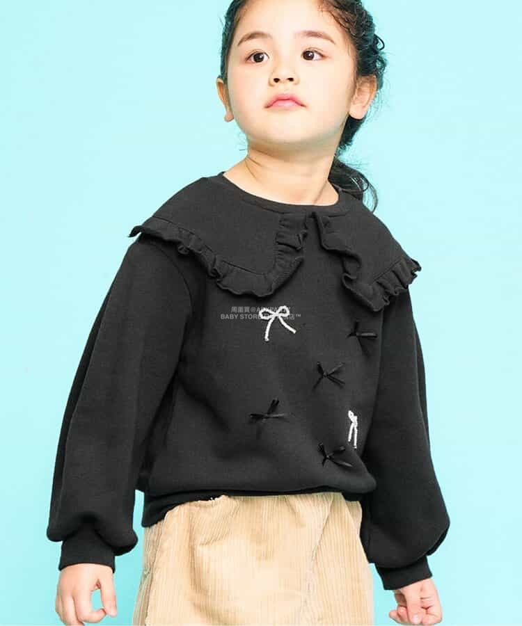 日本童裝 SERAPH 領口珍珠絲帶衛衣 90-140cm 女童款 秋季 TOPS
