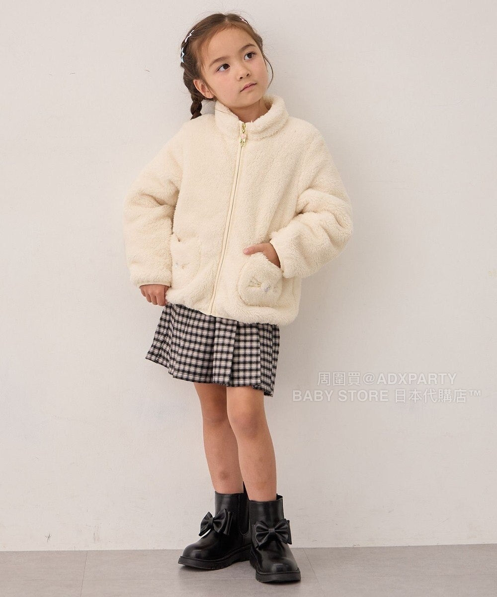 日本童裝 aF#a325 毛毛貓咪口袋外套(可與同牌子外套合併) 100-160cm 女童款 秋季 (適合初秋、香港平均溫度、寒冷天氣、溫度低天氣)OUTERWEAR