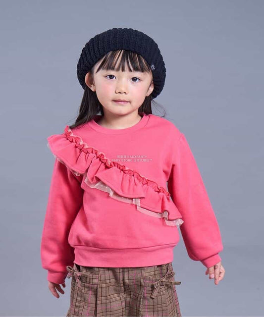 日本童裝 SERAPH 彩色荷葉邊衛衣 80-140cm 女童款 秋季 TOPS