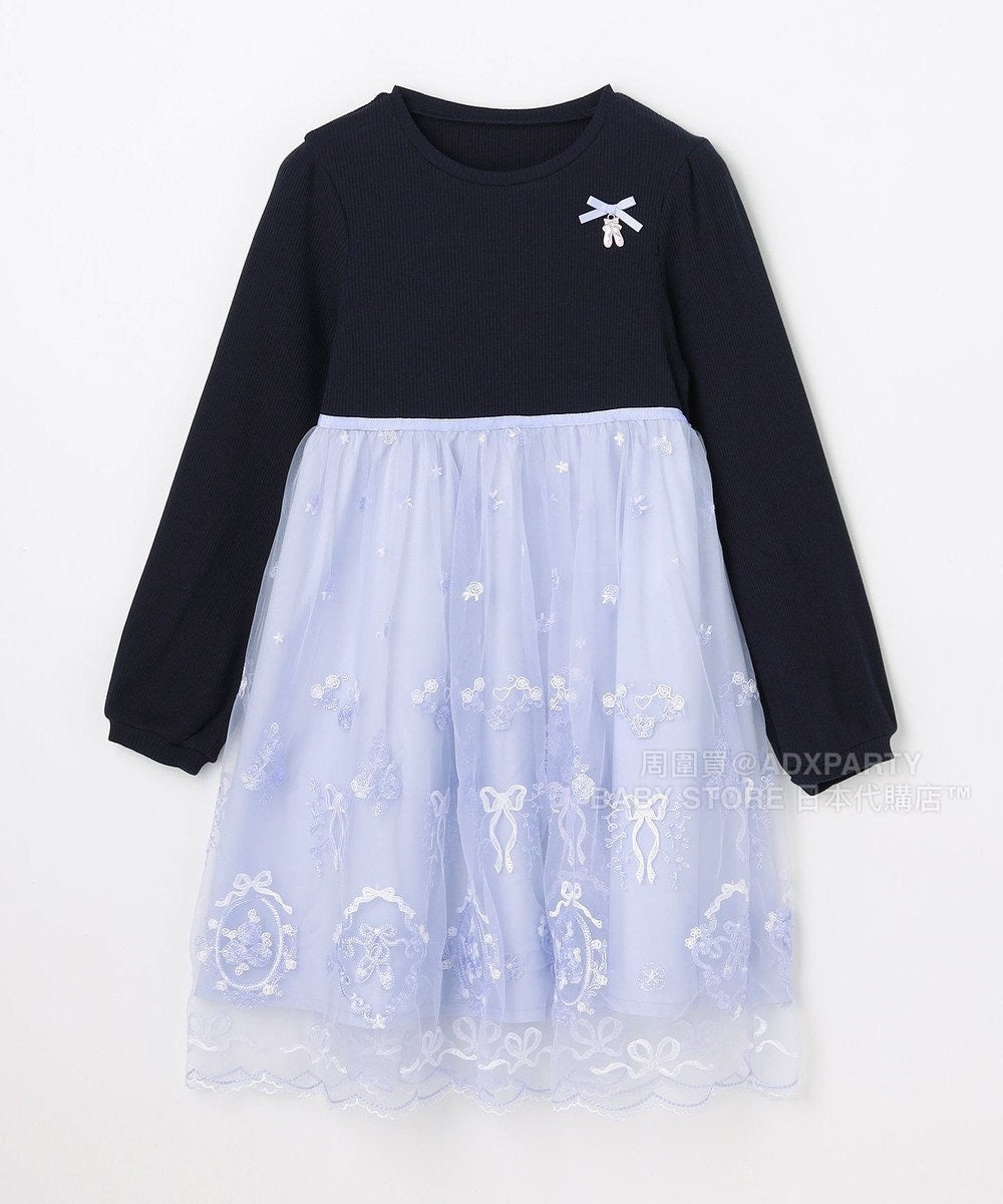 日本童裝 aF#a325 網紗拼接連身裙 100-140cm 女童款 秋季 DRESSES 面試/宴會/表演