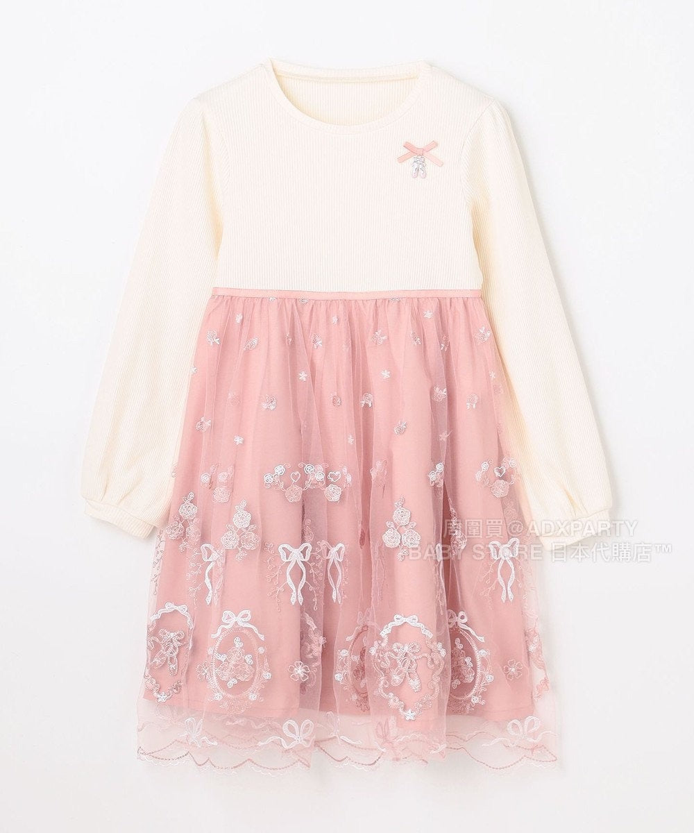 日本童裝 aF#a325 網紗拼接連身裙 100-140cm 女童款 秋季 DRESSES 面試/宴會/表演