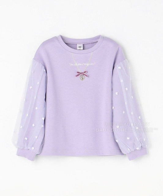 日本童裝 aF#a325 網紗泡泡袖衛衣 110-160cm 女童款 秋季 TOPS