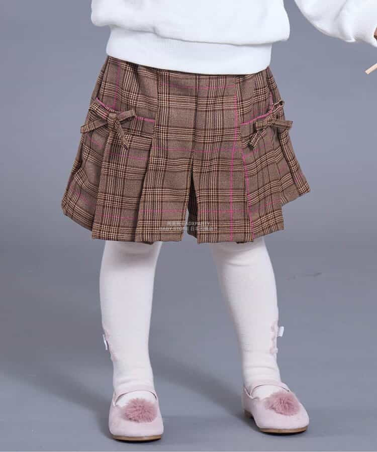 日本童裝 SERAPH 蝴蝶結百摺裙褲 80-140cm 女童款 秋季 PANTS