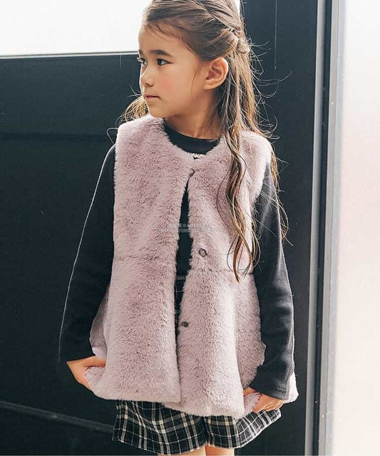 日本童裝 SERAPH 毛毛背心外套 80-140cm 女童款 秋季 OUTERWEAR