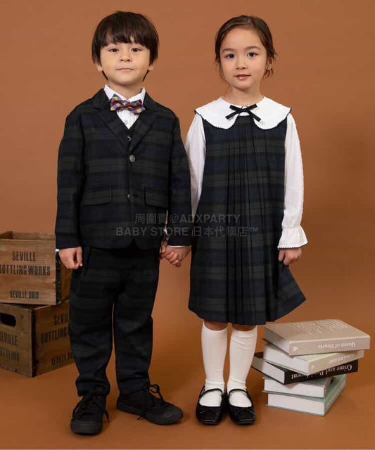 日本童裝 BREEZE 格仔背心裙 90-130cm 女童款 冬季 DRESSES 面試/宴會/表演