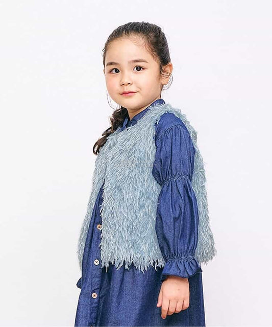 日本童裝 SERAPH 毛毛背心外套 90-150cm 女童款 秋季 OUTERWEAR