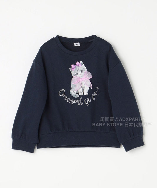 日本童裝 aF#a325 絲帶貓咪衛衣 100-160cm 女童款 秋季 TOPS