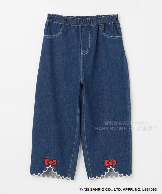 日本童裝 aF#a325 x sanrio Hello Kitty 木耳邊牛仔褲 110-150cm 女童款 秋季 PANTS