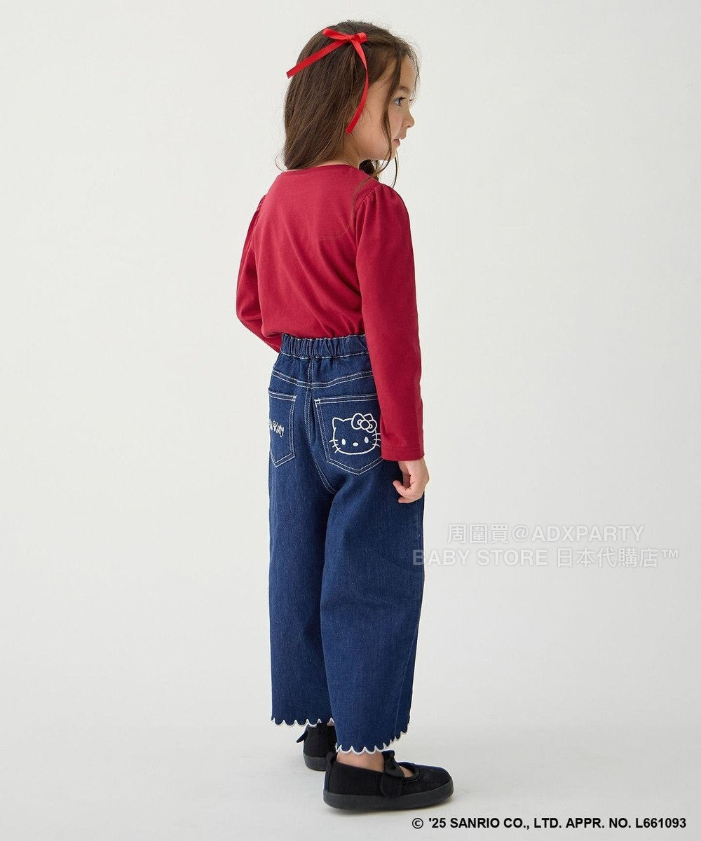 日本童裝 aF#a325 x sanrio Hello Kitty 木耳邊牛仔褲 110-150cm 女童款 秋季 PANTS
