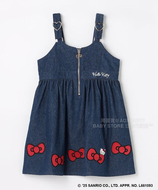 日本童裝 aF#a325 x sanrio Hello Kitty 吊帶牛仔裙 110-150cm 女童款 秋季 DRESSES