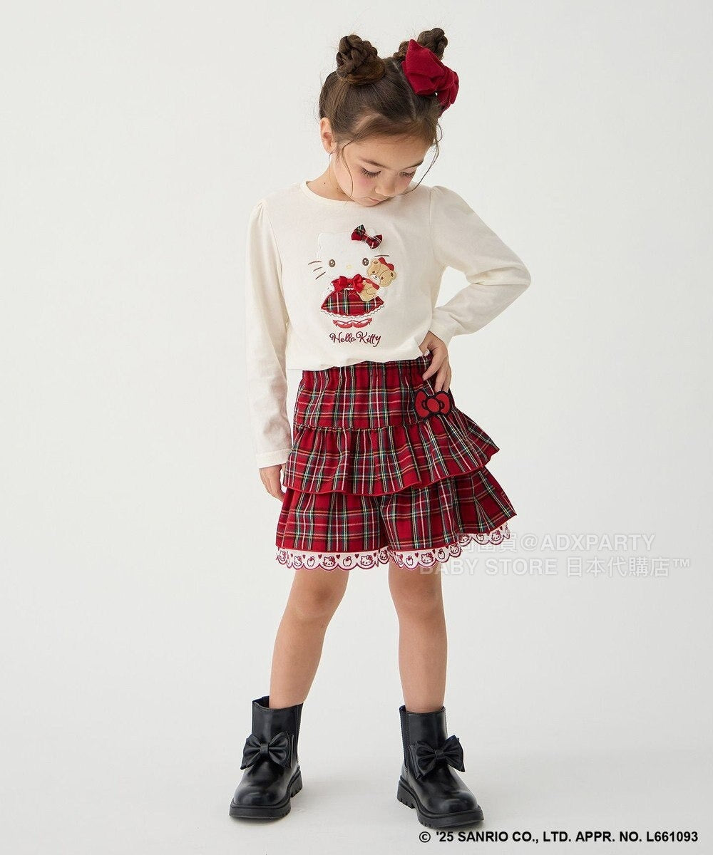 日本童裝 aF#a325 x sanrio Hello Kitty 印花長袖上衣 110-150cm 女童款 秋季 TOPS 聖誕紅/新年紅