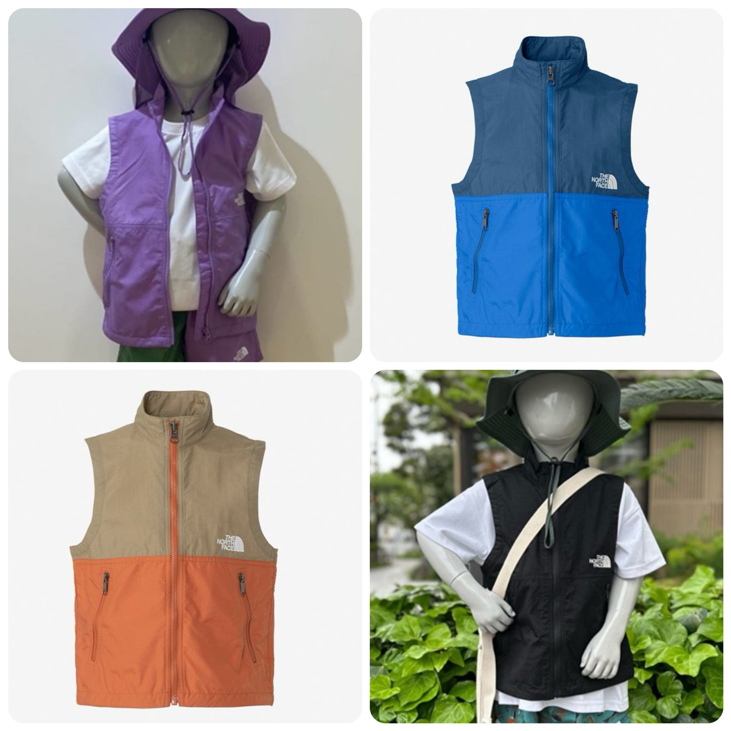 Japanese children's clothing TNF waterproof series zipper vest jacket 100-120cm boys'/girls' summer outerwear