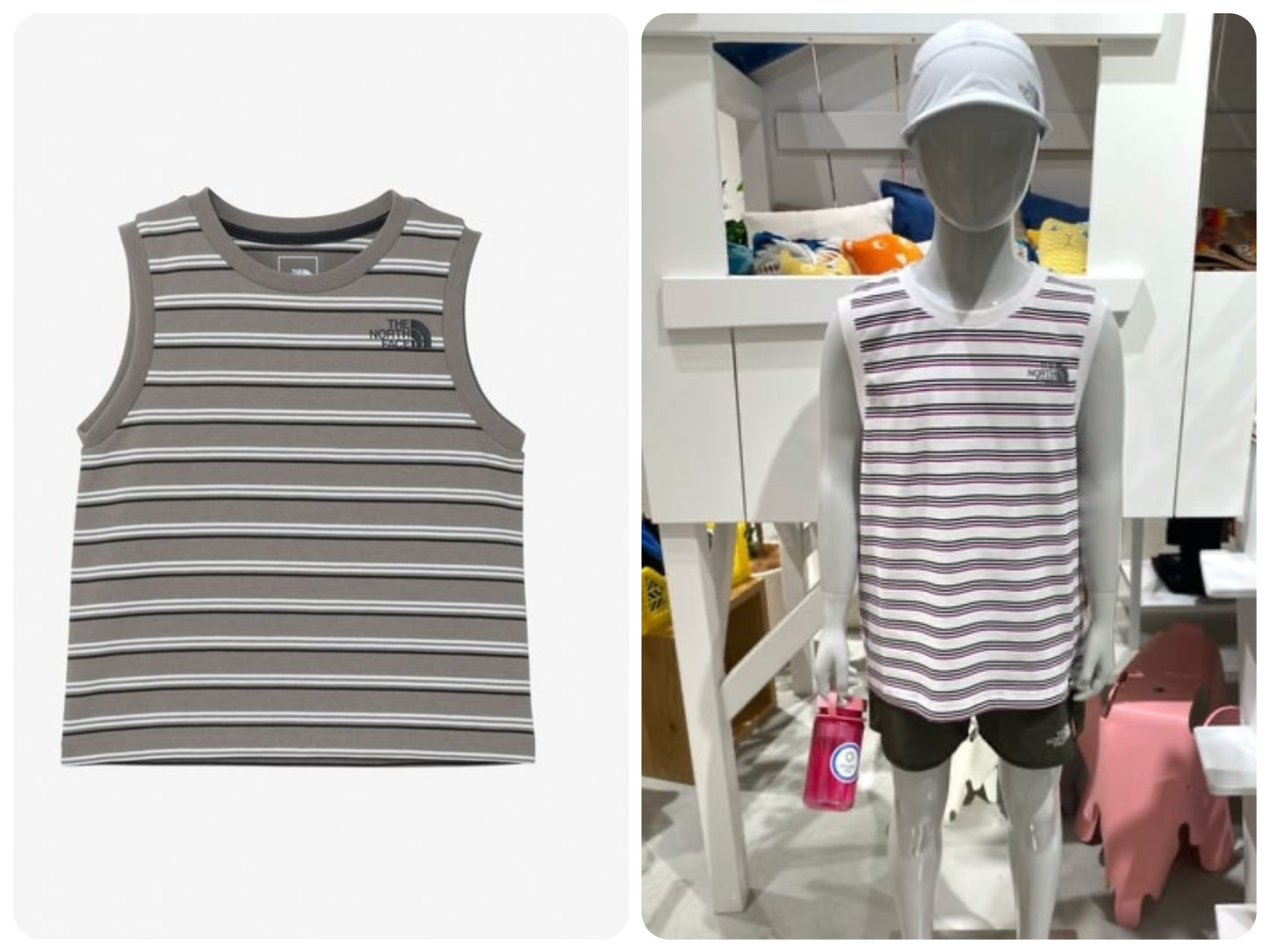 Japanese children's clothing TNF anti-UV sweat-wicking quick-drying striped vest 130-160cm boys/girls summer TOPS