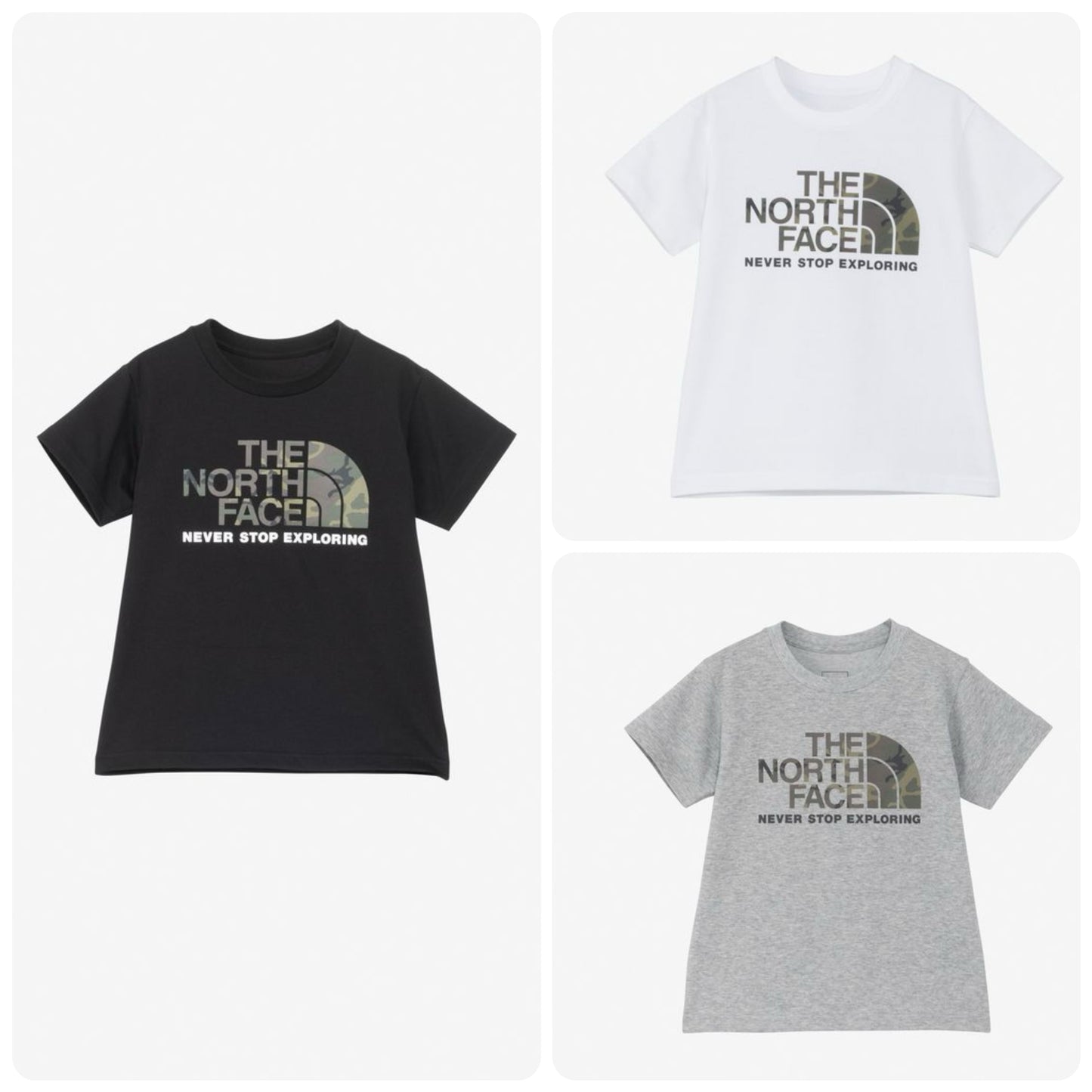 Japanese TNF UV-blocking camouflage logo tops (100-120cm) for boys and girls (summer TOPS)