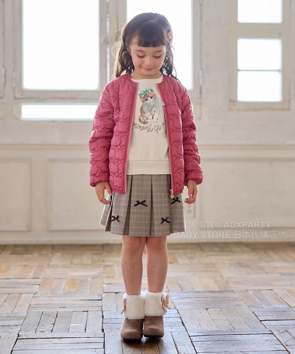 日本童裝 aF#a325 蝴蝶結格仔百摺裙 110-160cm 女童款 秋季 SKIRTS
