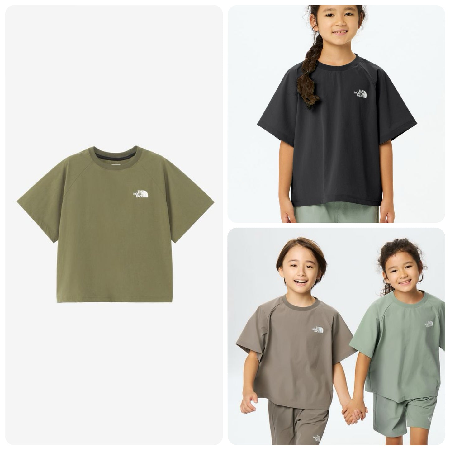 Japanese children's clothing TNF waterproof series high-stretch static care fine logo print top 130-160cm boys/girls summer TOPS
