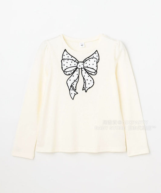 日本童裝 aF#a325 圓點蝴蝶結上衣 110-160cm 女童款 秋季 TOPS