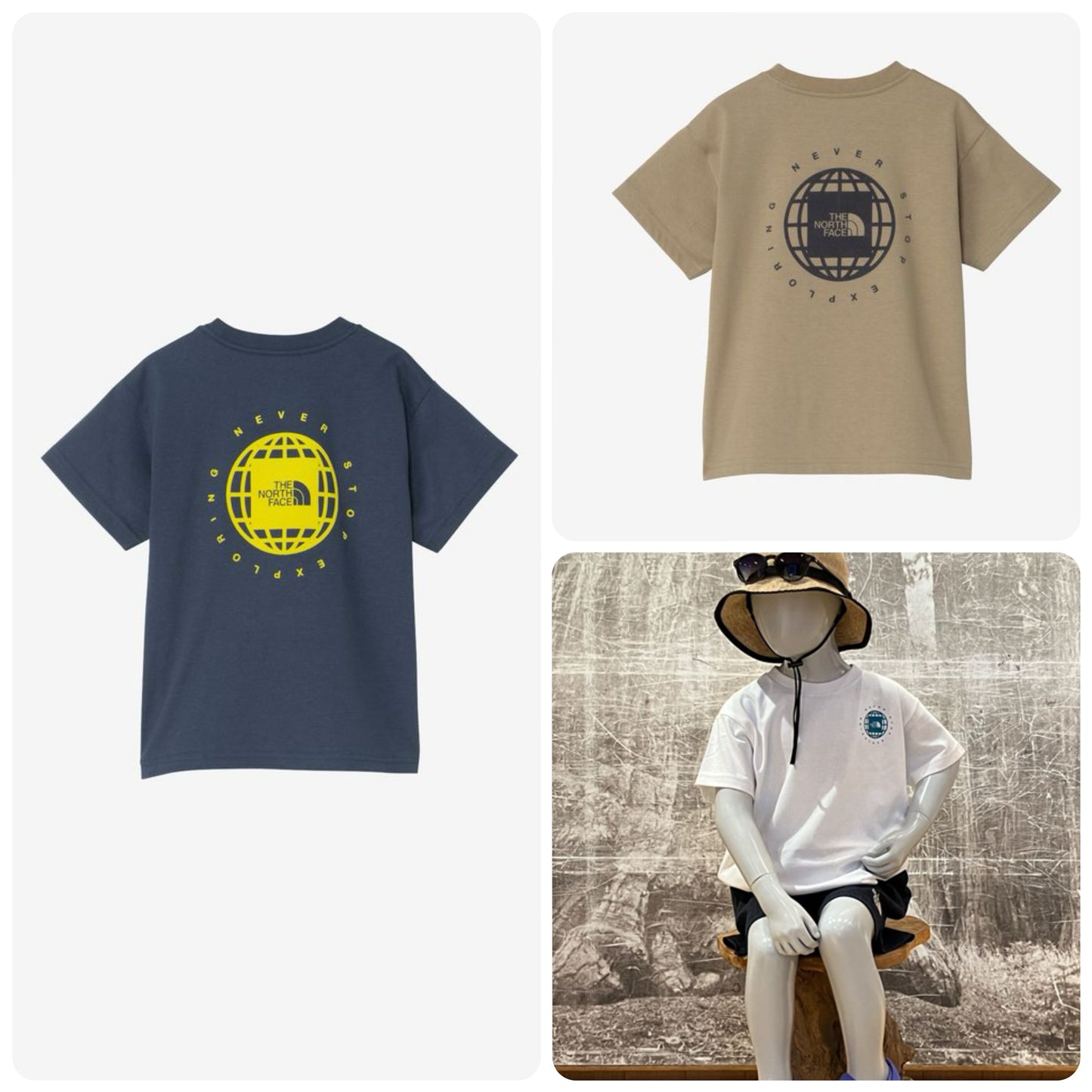 Japanese children's clothing TNF UV protection geometric square print top 100-120cm boys/girls summer TOPS