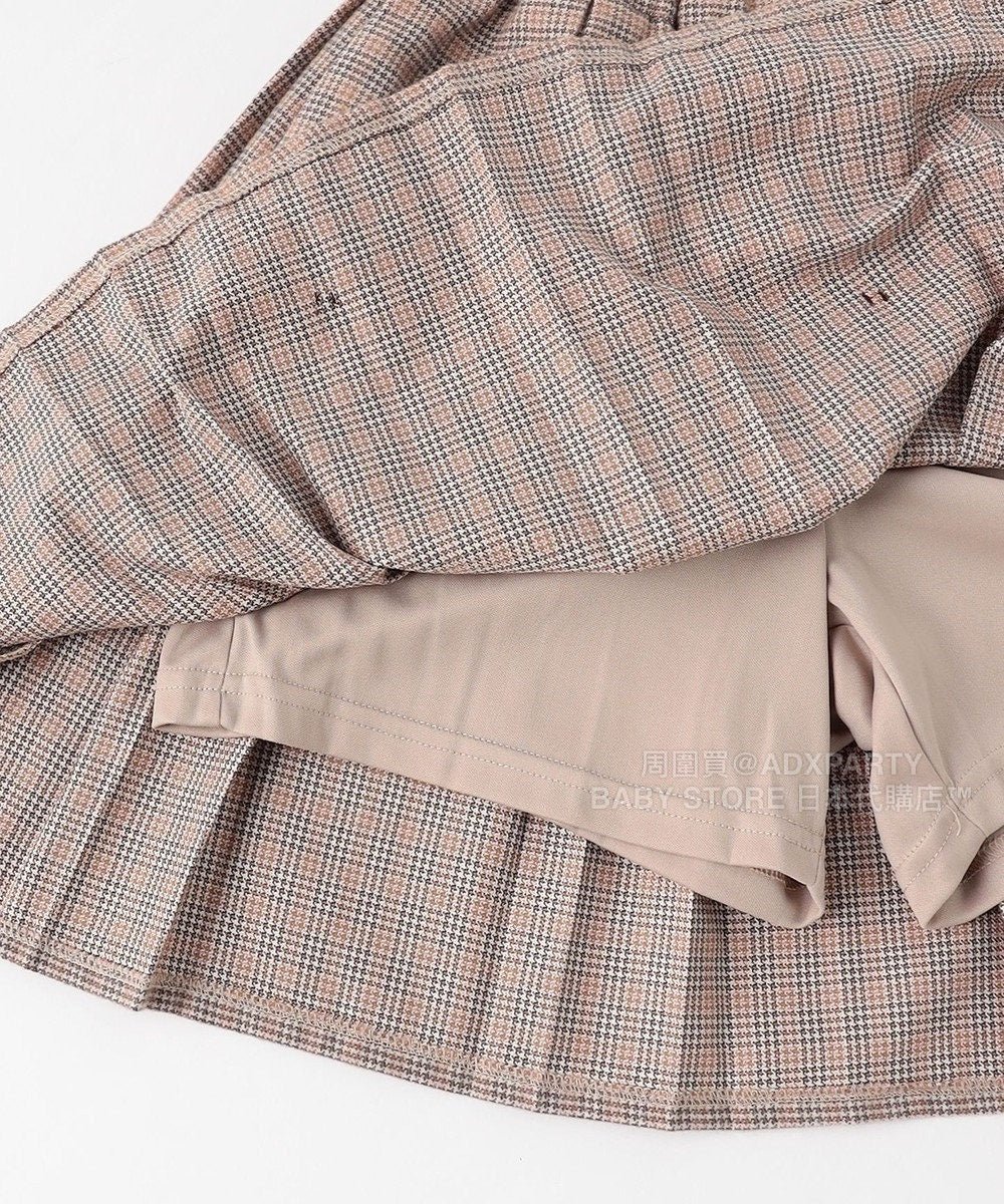 日本童裝 aF#a325 蝴蝶結格仔百摺裙 110-160cm 女童款 秋季 SKIRTS