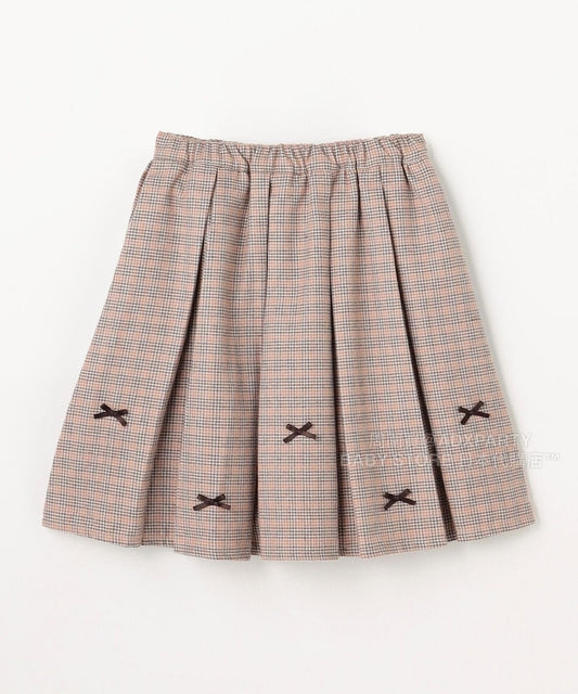 日本童裝 aF#a325 蝴蝶結格仔百摺裙 110-160cm 女童款 秋季 SKIRTS