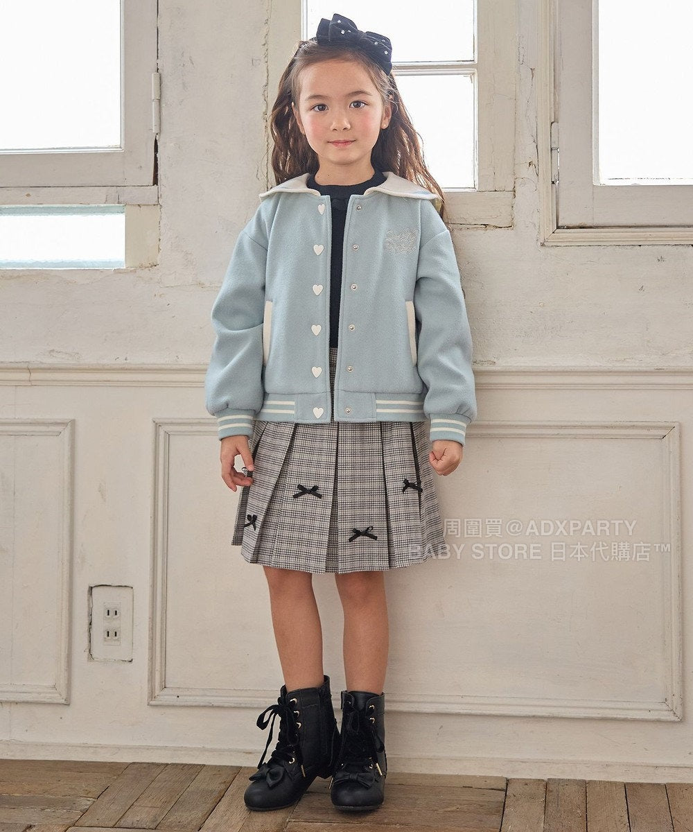 日本童裝 aF#a325 蝴蝶結格仔百摺裙 110-160cm 女童款 秋季 SKIRTS
