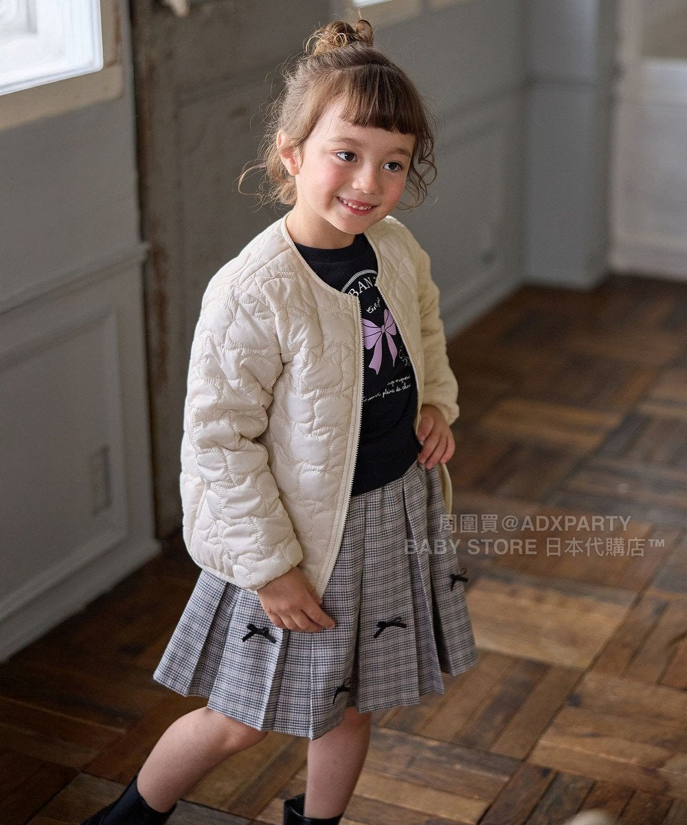 日本童裝 aF#a325 蝴蝶結格仔百摺裙 110-160cm 女童款 秋季 SKIRTS