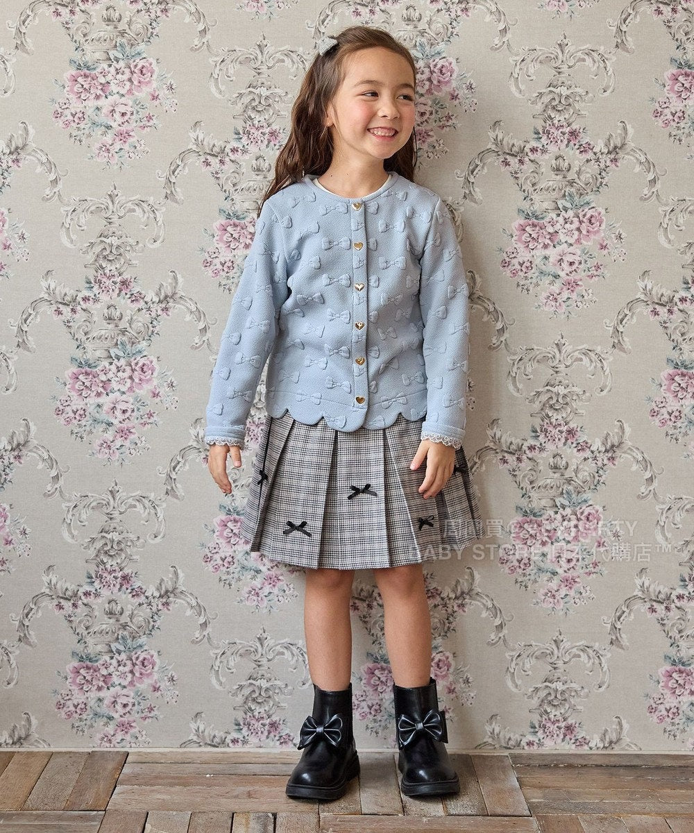 日本童裝 aF#a325 蝴蝶結格仔百摺裙 110-160cm 女童款 秋季 SKIRTS