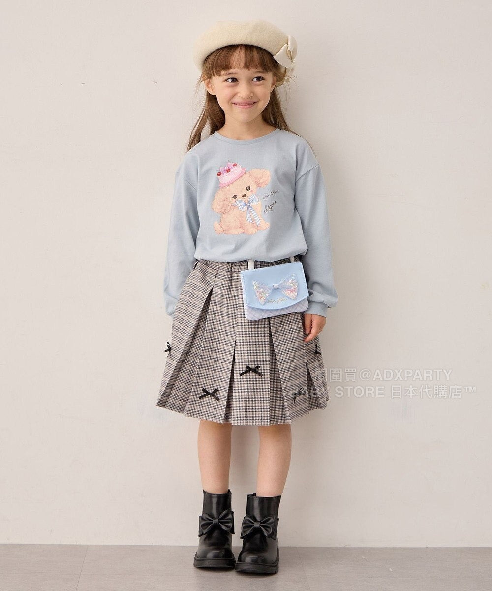 日本童裝 aF#a325 蝴蝶結格仔百摺裙 110-160cm 女童款 秋季 SKIRTS