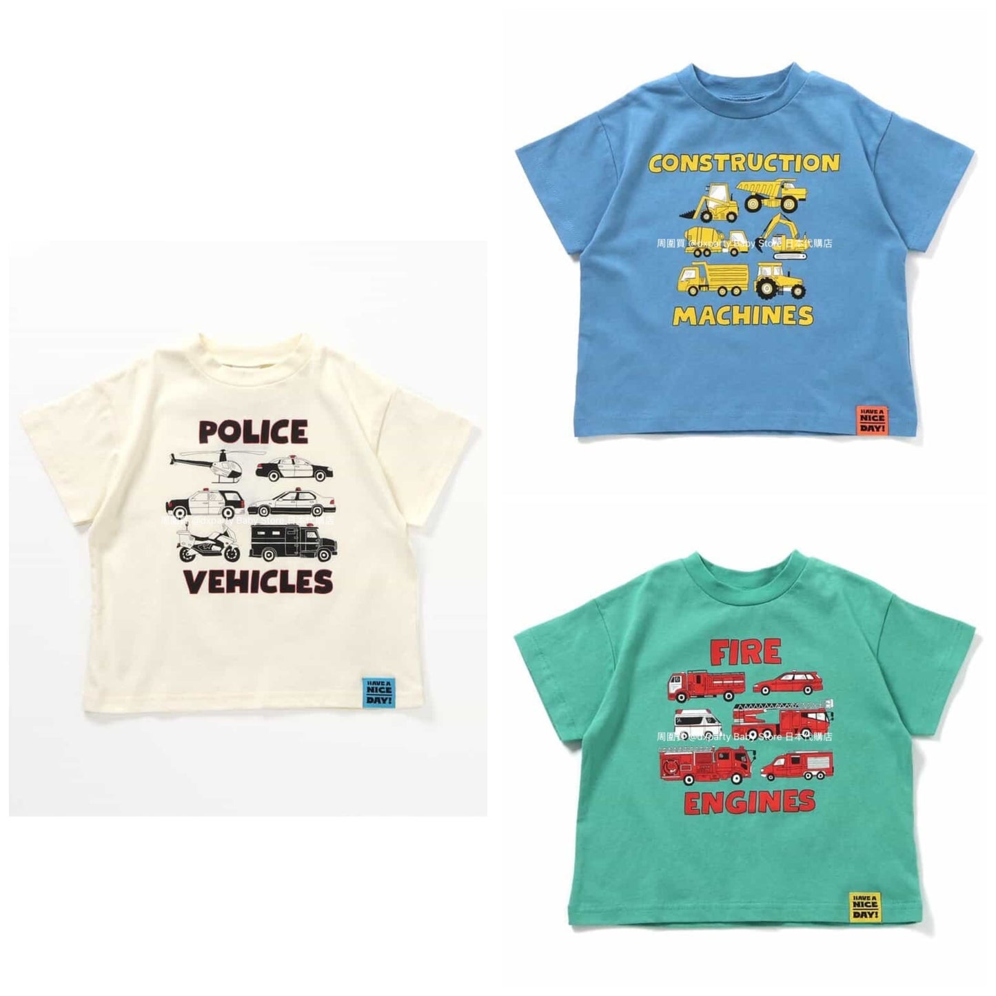 Japanese children's clothing BREEZE work vehicle series tops 80-130cm boys' summer TOPS