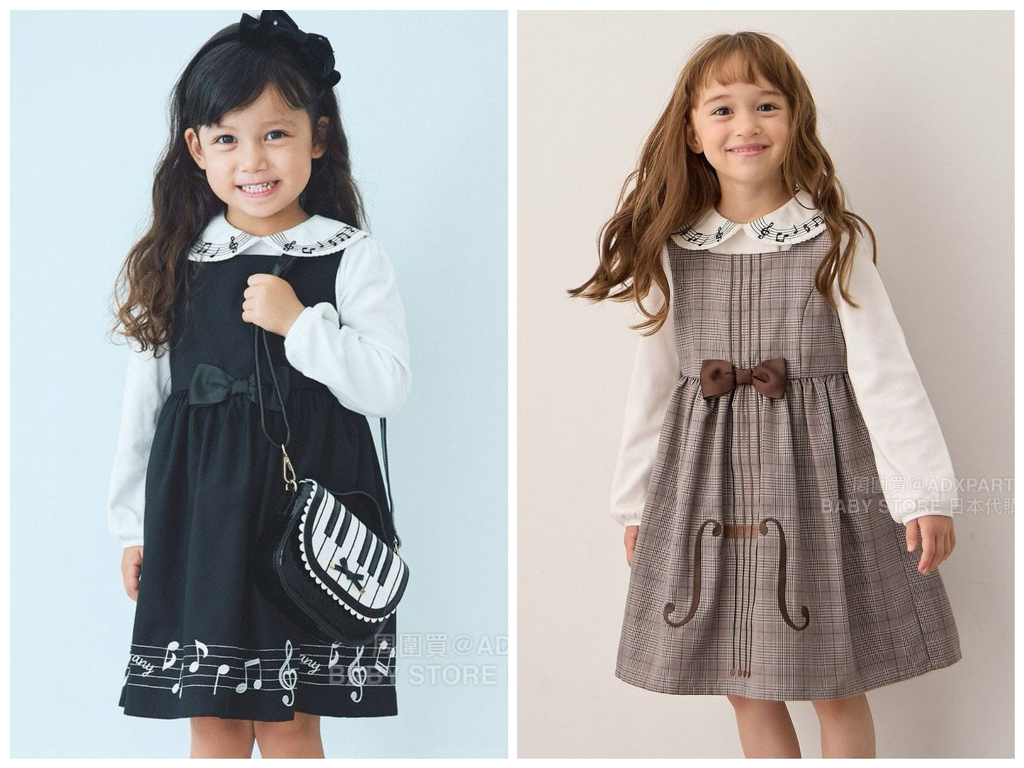 日本童裝 aF#a325 音符連身裙 110-160cm 女童款 秋季 DRESSES 面試/宴會/表演