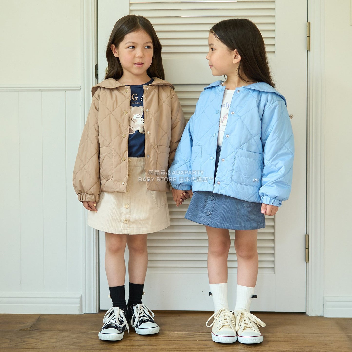 日本童裝 Ly# mine 可拆卸水手領絎縫夾棉外套 100-150cm 女童款 冬季 (適合初秋、香港平均溫度)OUTERWEAR