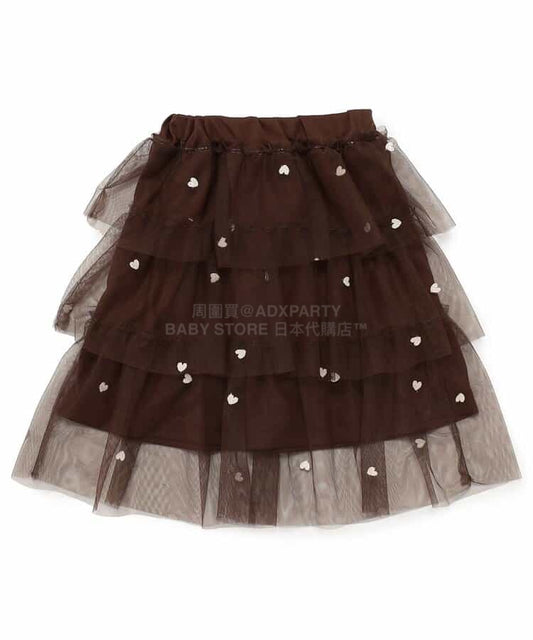 日本童裝 BREEZE 心型圖案刺繡薄紗裙 80-140cm 女童款 春季 SKIRTS