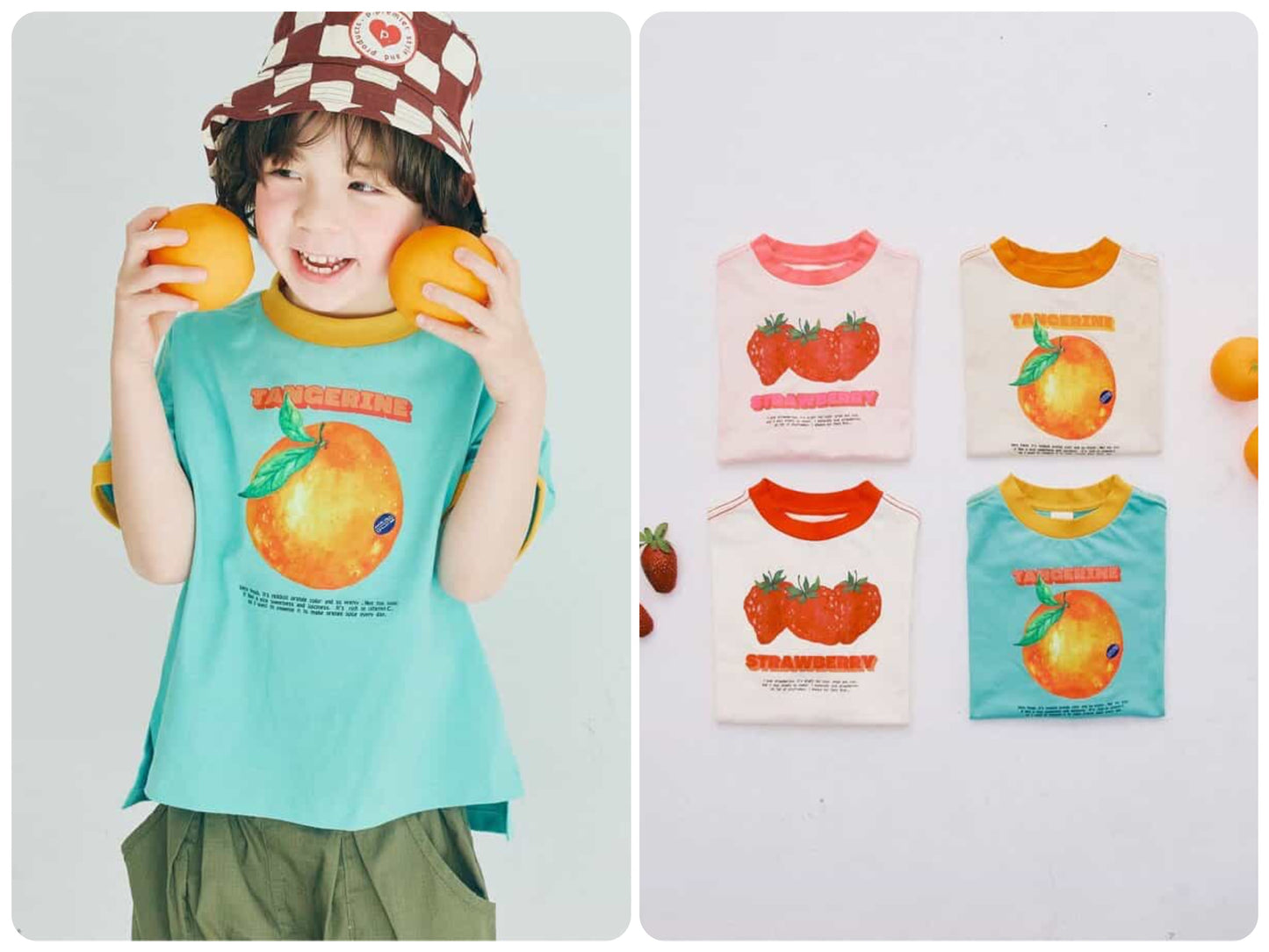 Japanese children's clothing p.prem#r fruit print top 80-140cm boys/girls summer TOPS