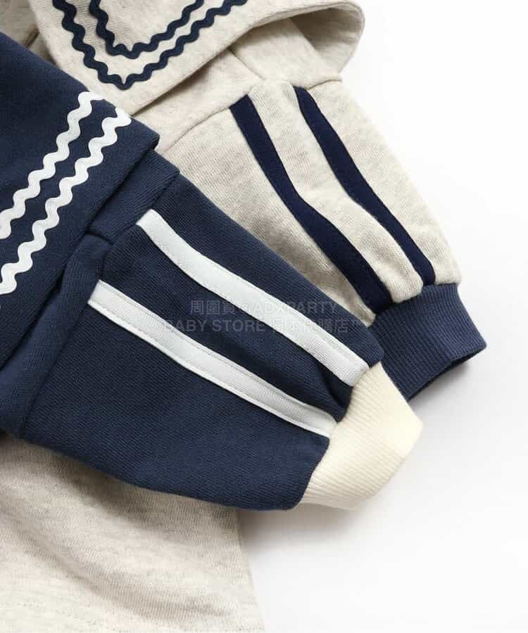 日本童裝 BREEZE 水手風連身衣 70-80cm 女童款 初生嬰兒 冬季 Jumpsuit